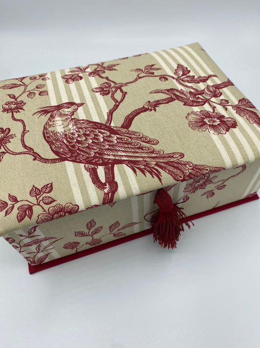 Schatzkiste aus Stoff – Vogelgezwitscher beige