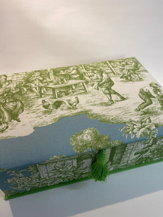 Schatzkiste aus Stoff Toile-de-Jouy