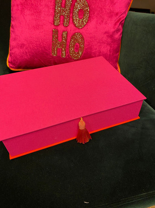 Schatzkiste aus Buchleinen - Pink