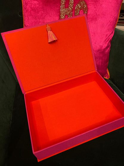 Schatzkiste aus Buchleinen - Pink